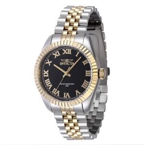 Invicta Gold and Silver Watch with Black Dial